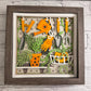 Gardening scene board with tools 3D paper art in a shadowbox