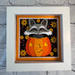 Fall raccoon in a pumpkin mini 3D paper art in a shadowbox