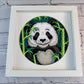 Panda with bamboo 3D paper art in a shadowbox