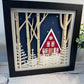 Winter cabin mini 3D paper art shadowbox