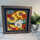 Fall flowers in a cornflower pitcher 3D paper art in a shadowbox