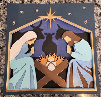 Nativity-classic 3D paper art shadowbox