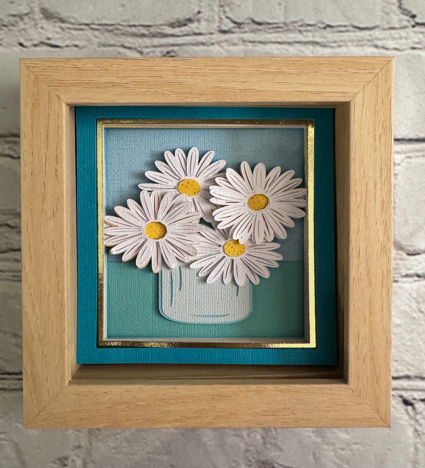 Daisies in a jar mini 3D paper art in a shadowbox