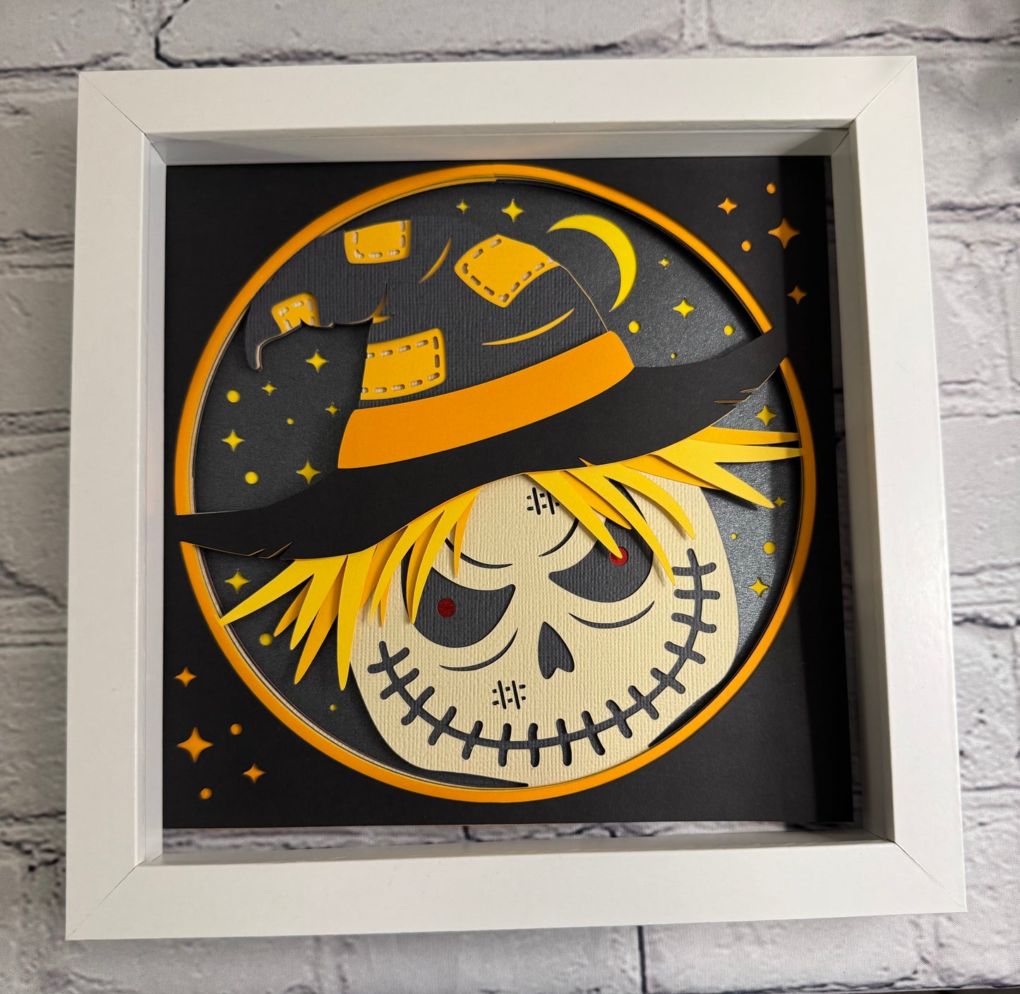 Creepy trio- scarecrow 3D paper art shadowbox