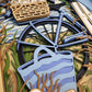 Beach bike and bag 3D paper art in a shadowbox