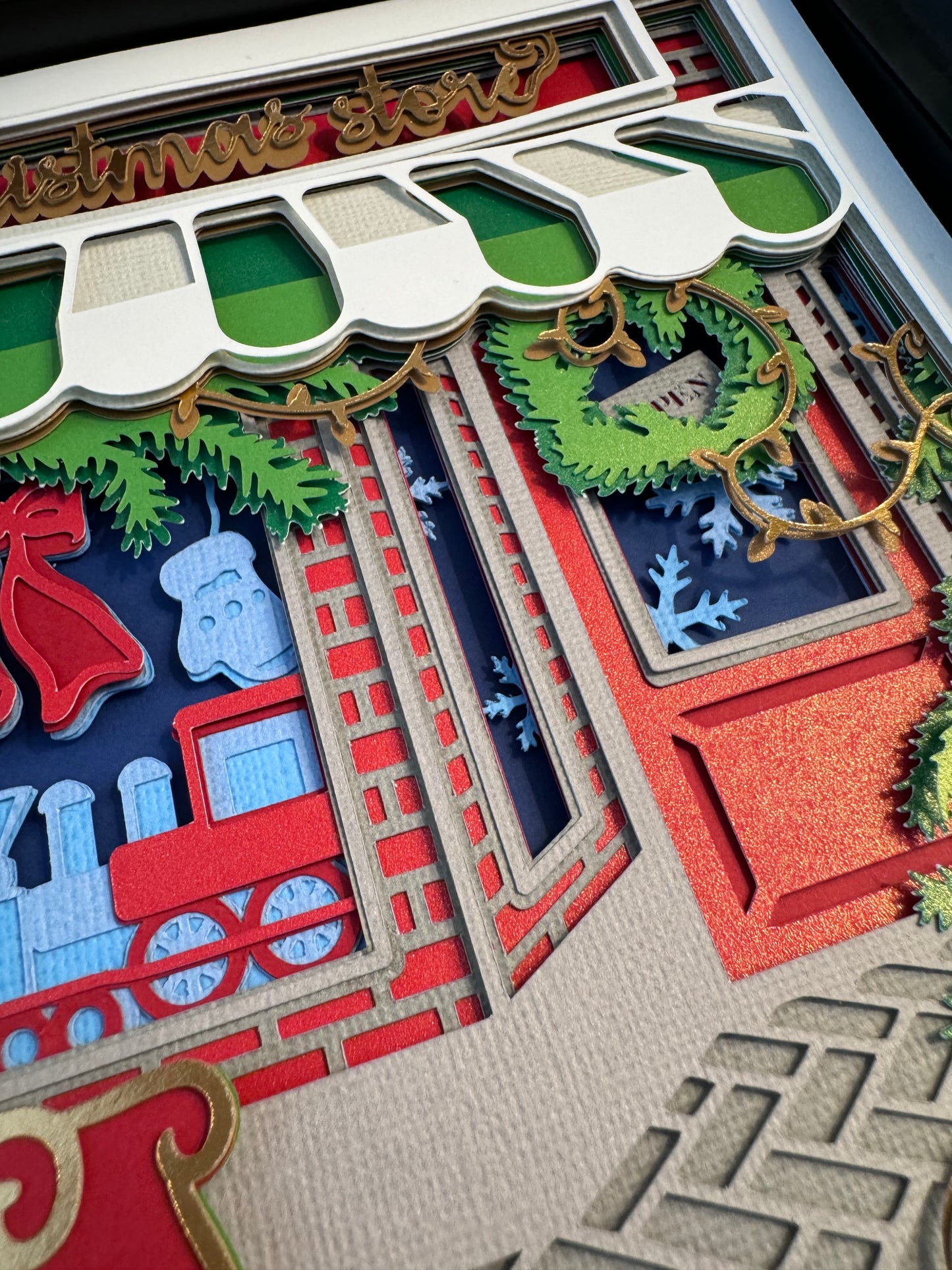 Christmas toy store 3D paper art shadowbox