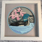 Loon with pink flowers 3D paper art in a shadowbox