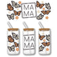 Mama monarch butterfly beer can glass