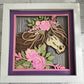 Horse with flowers 3D paper art in a shadowbox