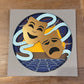 Theater comedy and tragedy masks 3D paper art in a shadowbox