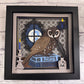 Owl with potions and brew books 3D paper art in a shadowbox