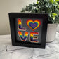 Pride rainbow love mini 3D paper art in a shadowbox