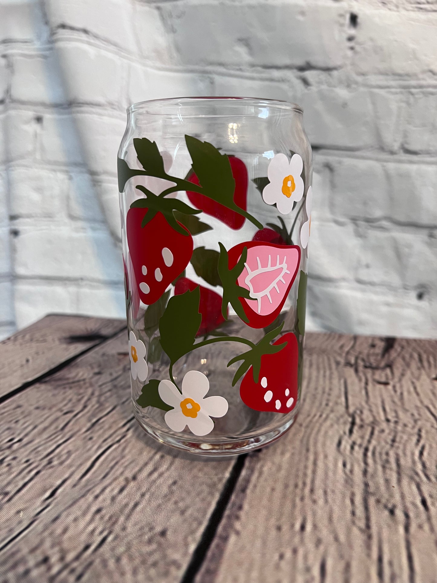 Strawberry beer can glass