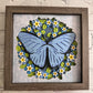 Butterfly solo scene blue morpho butterfly 3D paper art in a shadowbox