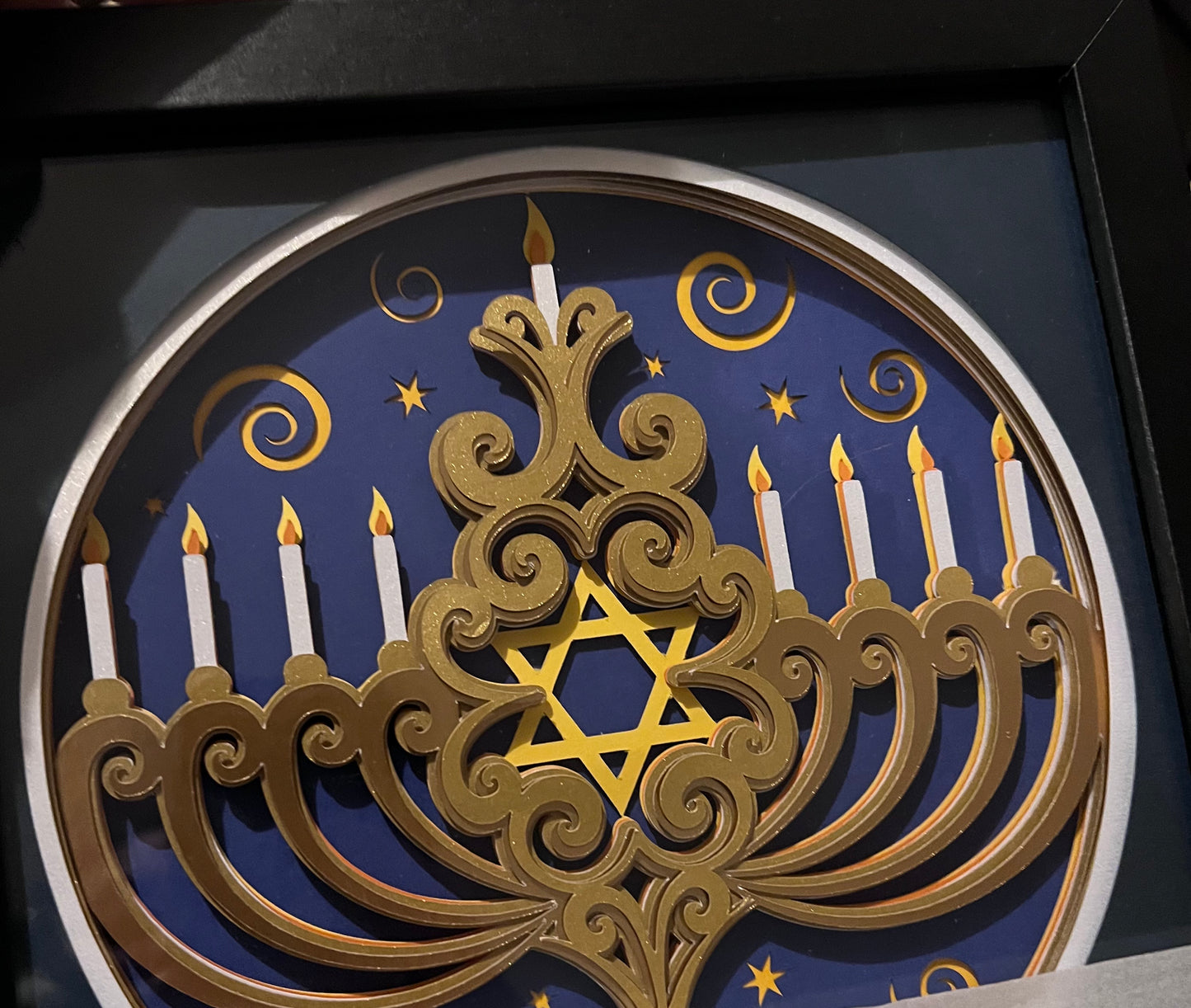 Menorah 3D paper art shadowbox