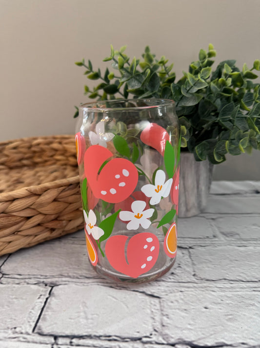 Peach floral beer can glass