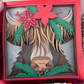 Highland cow with poinsettia 3D paper art in a shadowbox