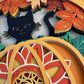 Cat in the pumpkin patch 3D paper art shadowbox