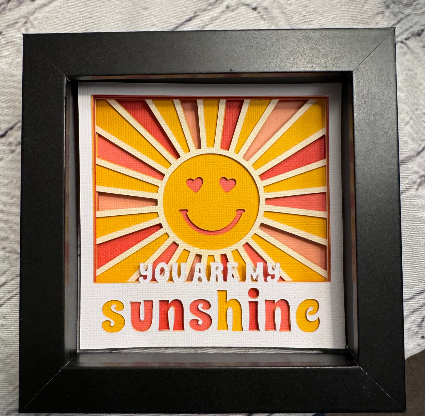 You are my sunshine mini 3D paper art in a shadowbox