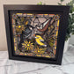Stained glass bluebird and flowers 3D paper art in a shadowbox