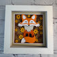 Fall fox mini 3D paper art in a shadowbox