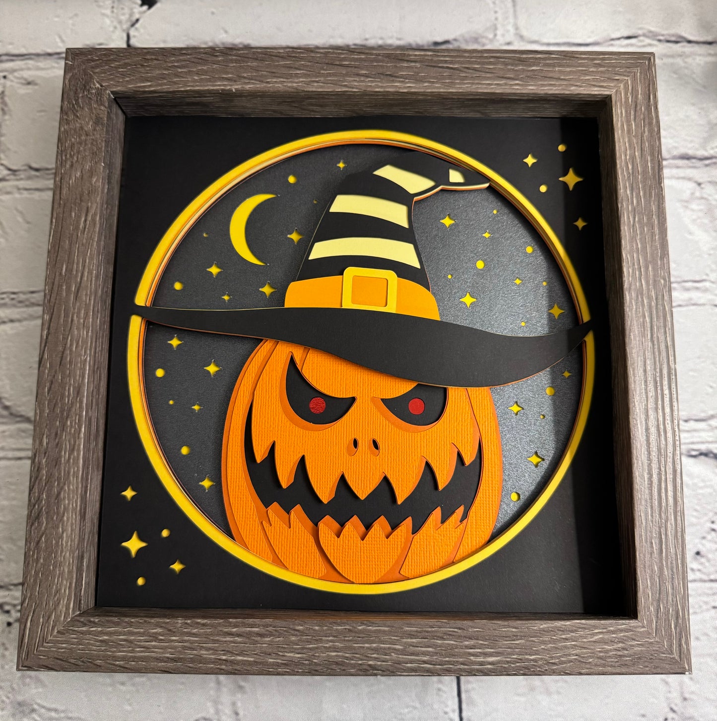 Creepy trio- pumpkin 3D paper art shadowbox