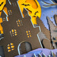 Halloween haunted house 3D paper art in a shadowbox