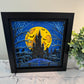 Halloween haunted house 3D paper art in a shadowbox