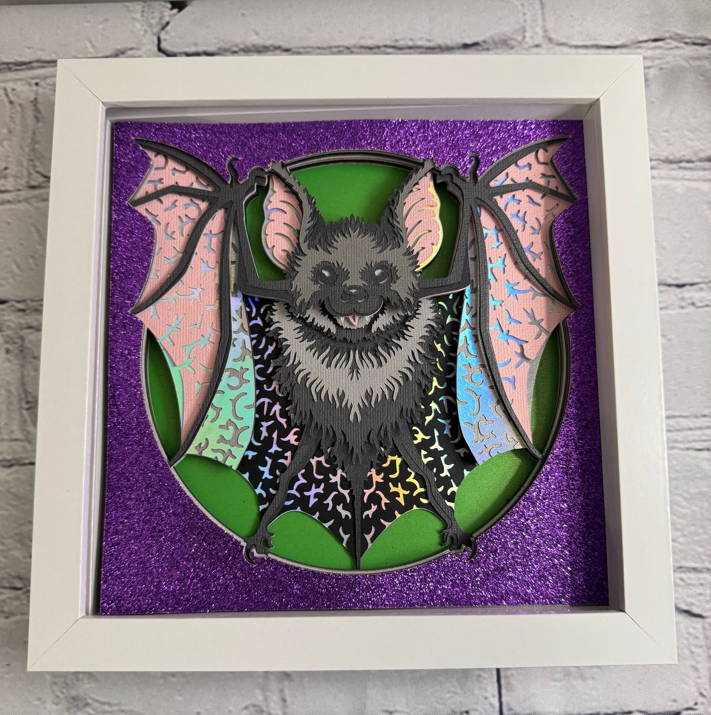 Halloween bat 3D paper art shadowbox