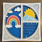 Sunshine and rainbows follow the rain 3D paper art in a shadowbox