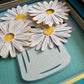 Daisies in a jar mini 3D paper art in a shadowbox