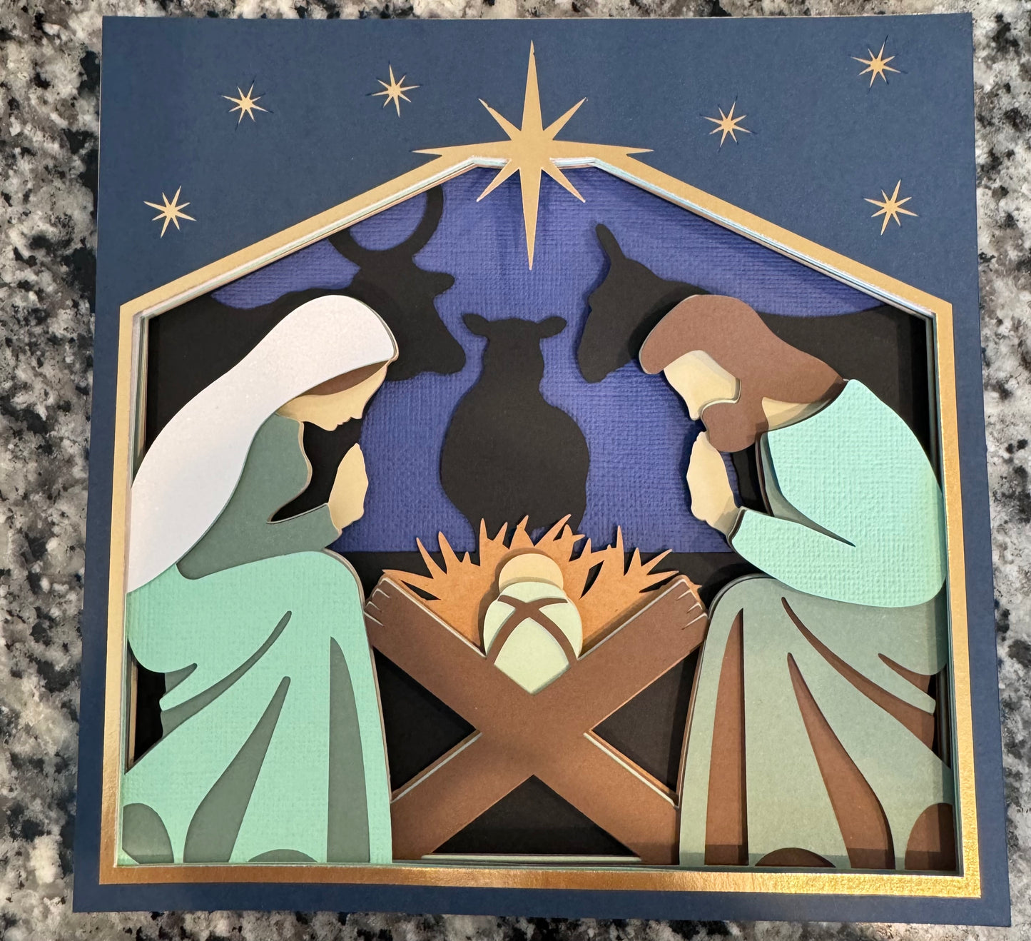 Nativity-classic 3D paper art shadowbox