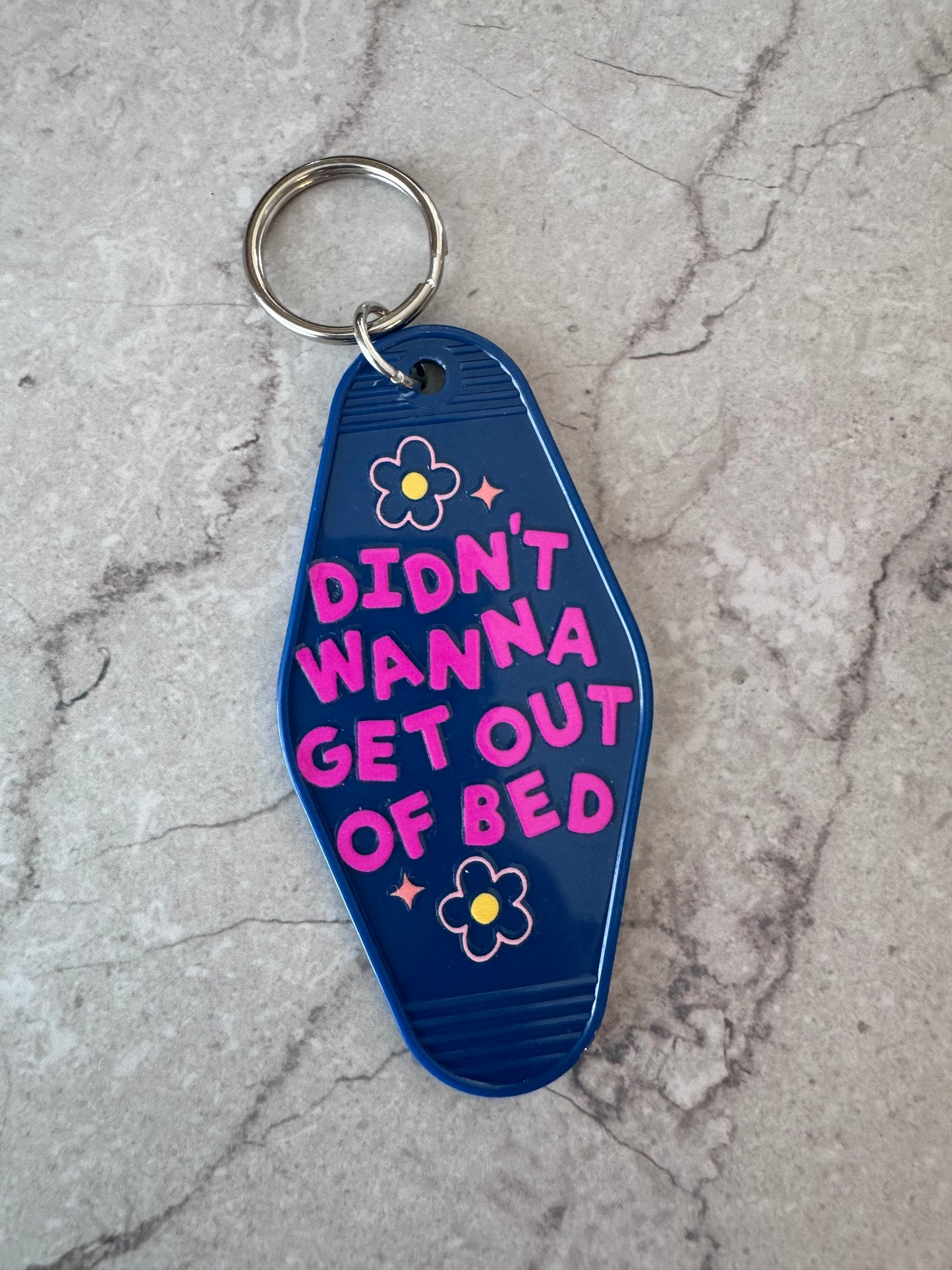 Didn’t want to get out of bed retro motel keychain