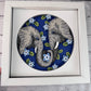 Elephant pair 3D paper art in a shadowbox
