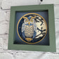 Owl nighttime scene mini 3D paper art in a shadowbox