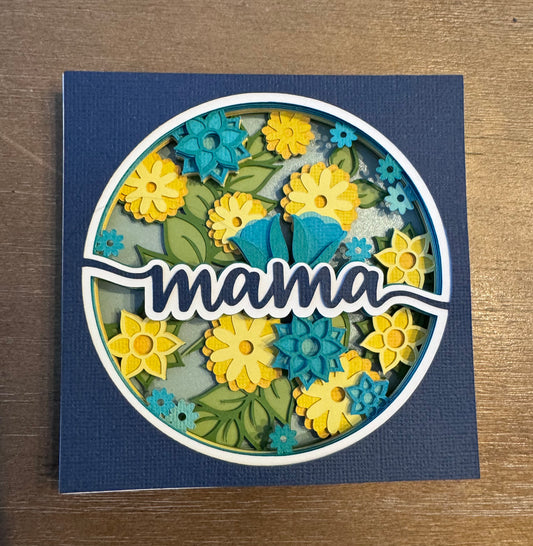 Mama with flowers mini 3D paper art in a shadowbox