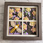 Bee scene bee with floral tree 3D paper art in a shadowbox