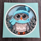 Winter owl 3D paper art in a shadowbox