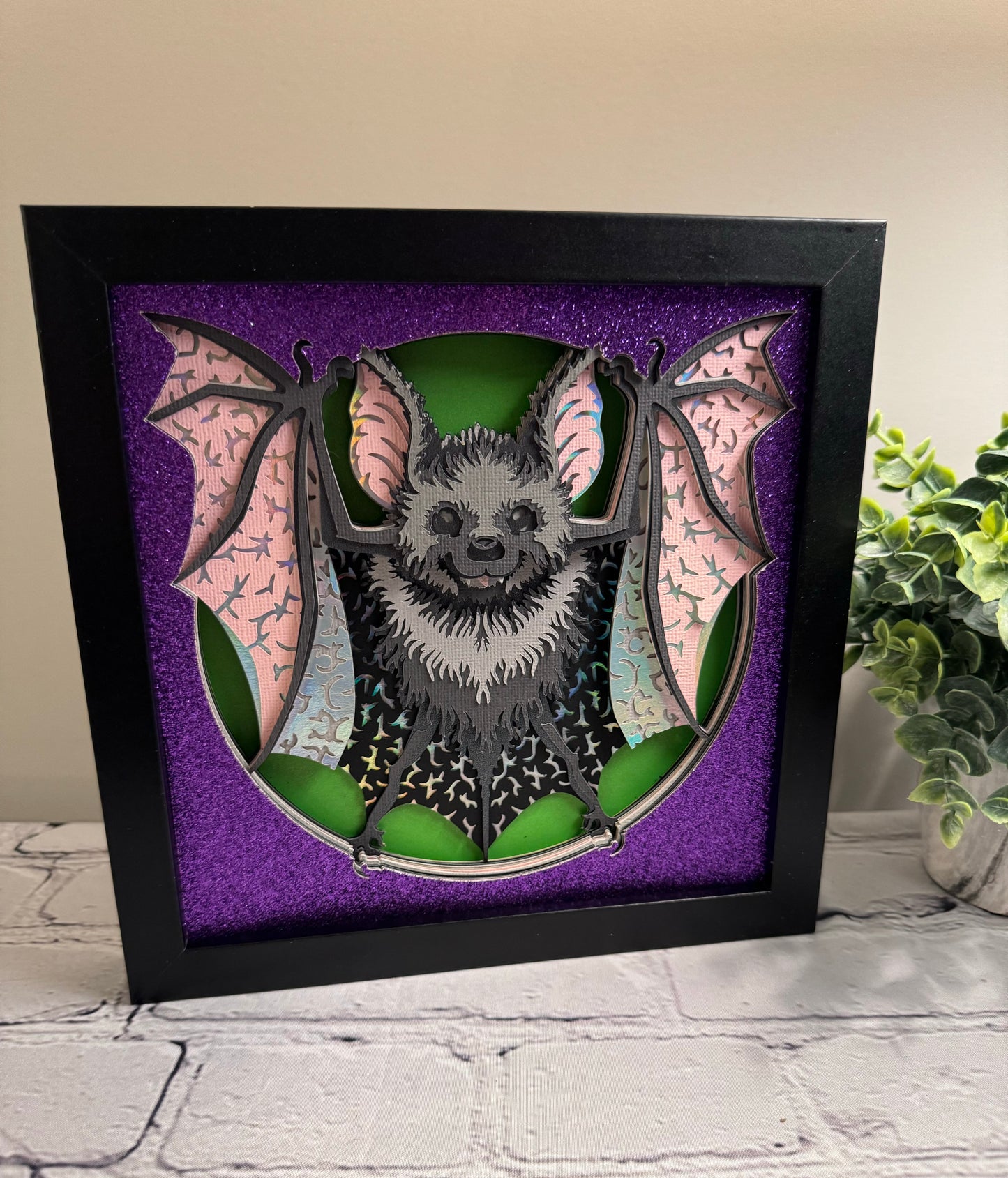 Halloween bat 3D paper art shadowbox