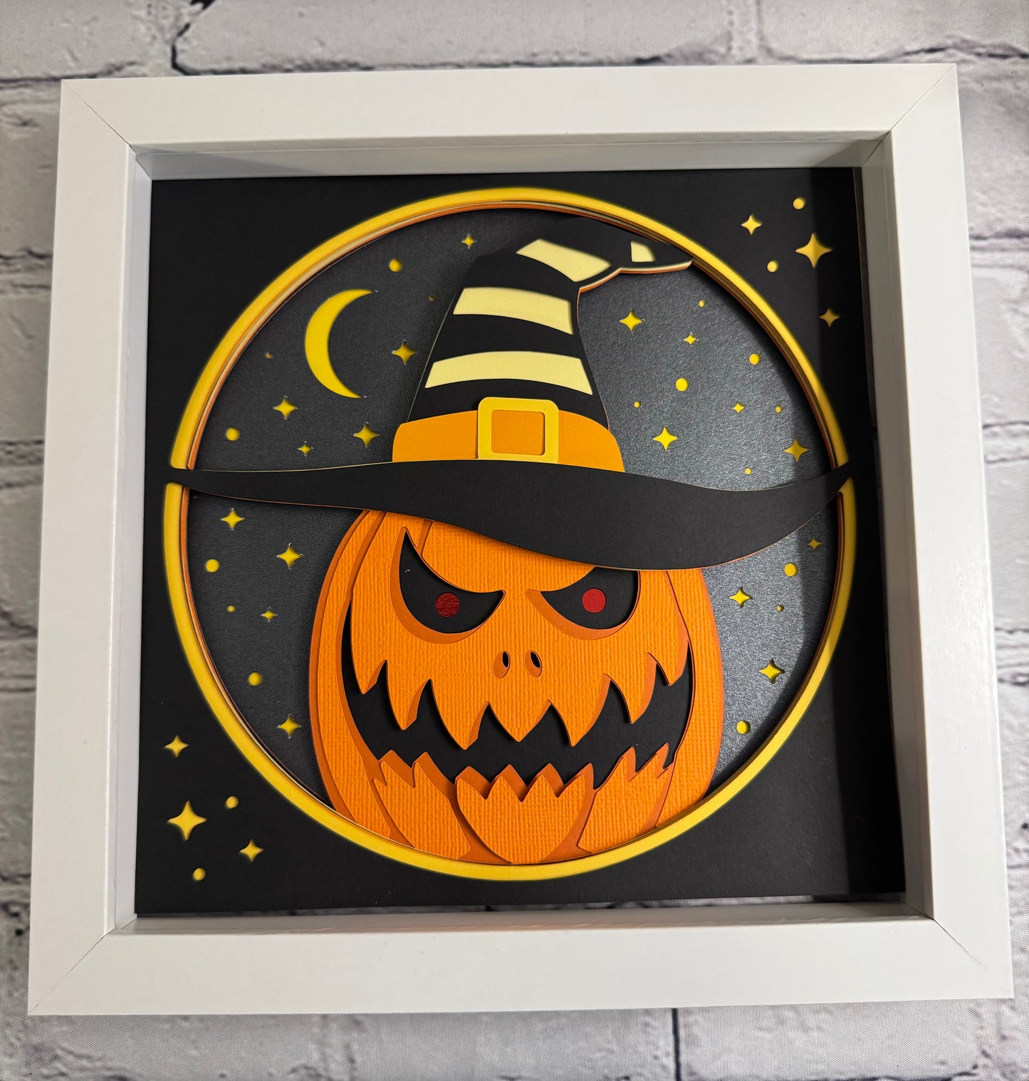 Creepy trio- pumpkin 3D paper art shadowbox