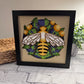 Bee scene large bee 3D paper art in a shadowbox