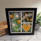 Bee scene three panel design 3D paper art in a shadowbox