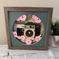 Camera with flowers design 3D paper art in a shadowbox