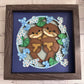 Otter couple 3D paper art in a shadowbox