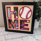 Home- Baseball 3D paper art in a shadowbox