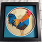 Rooster 3D paper art in a shadowbox