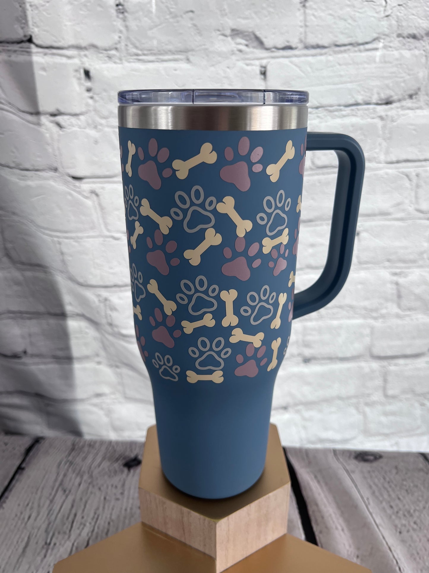 Dog lover pattern 40oz handle tumbler with straw and slide lid