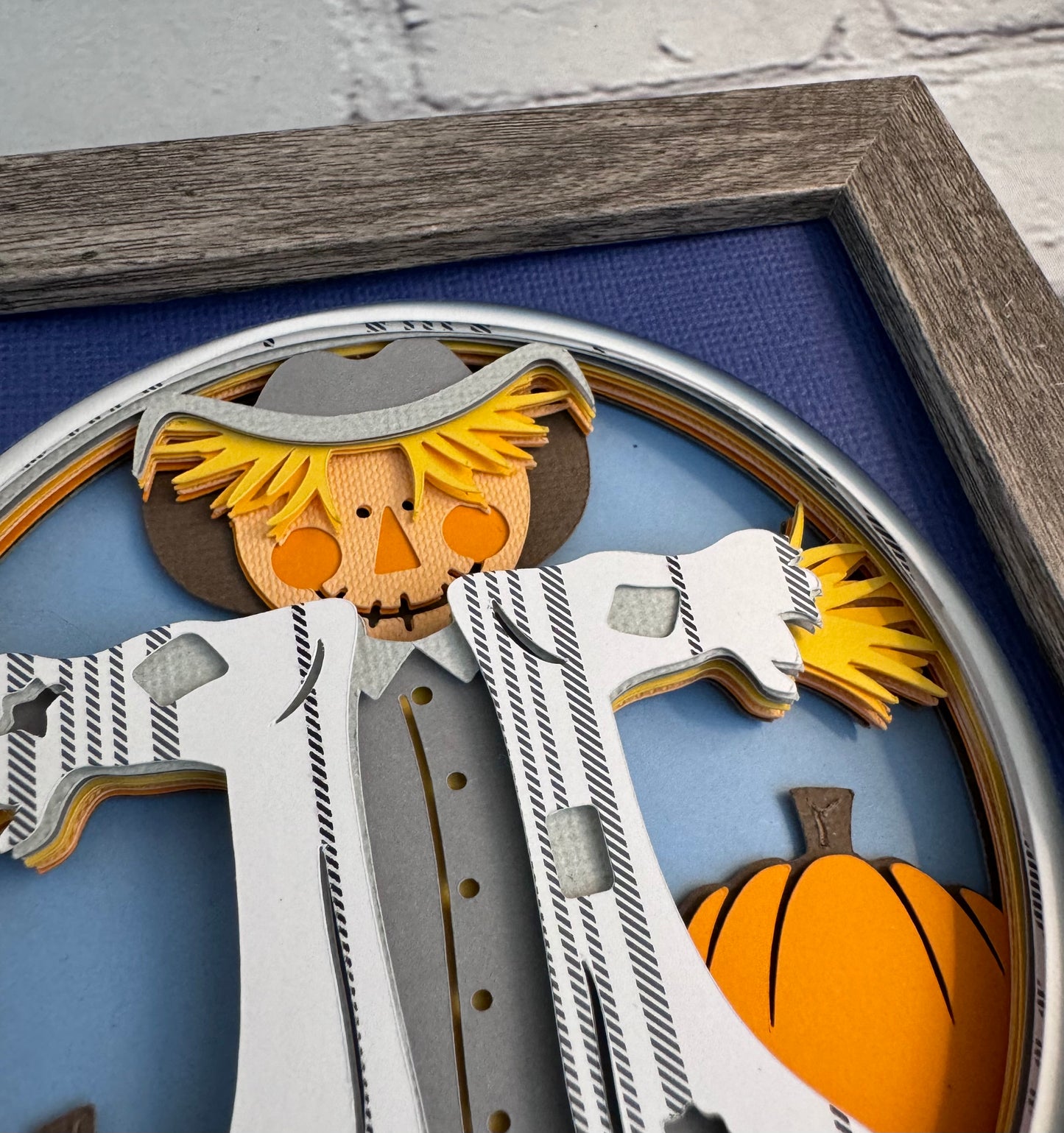 Scarecrow mini 3D paper art in a shadowbox