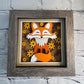 Fall fox mini 3D paper art in a shadowbox