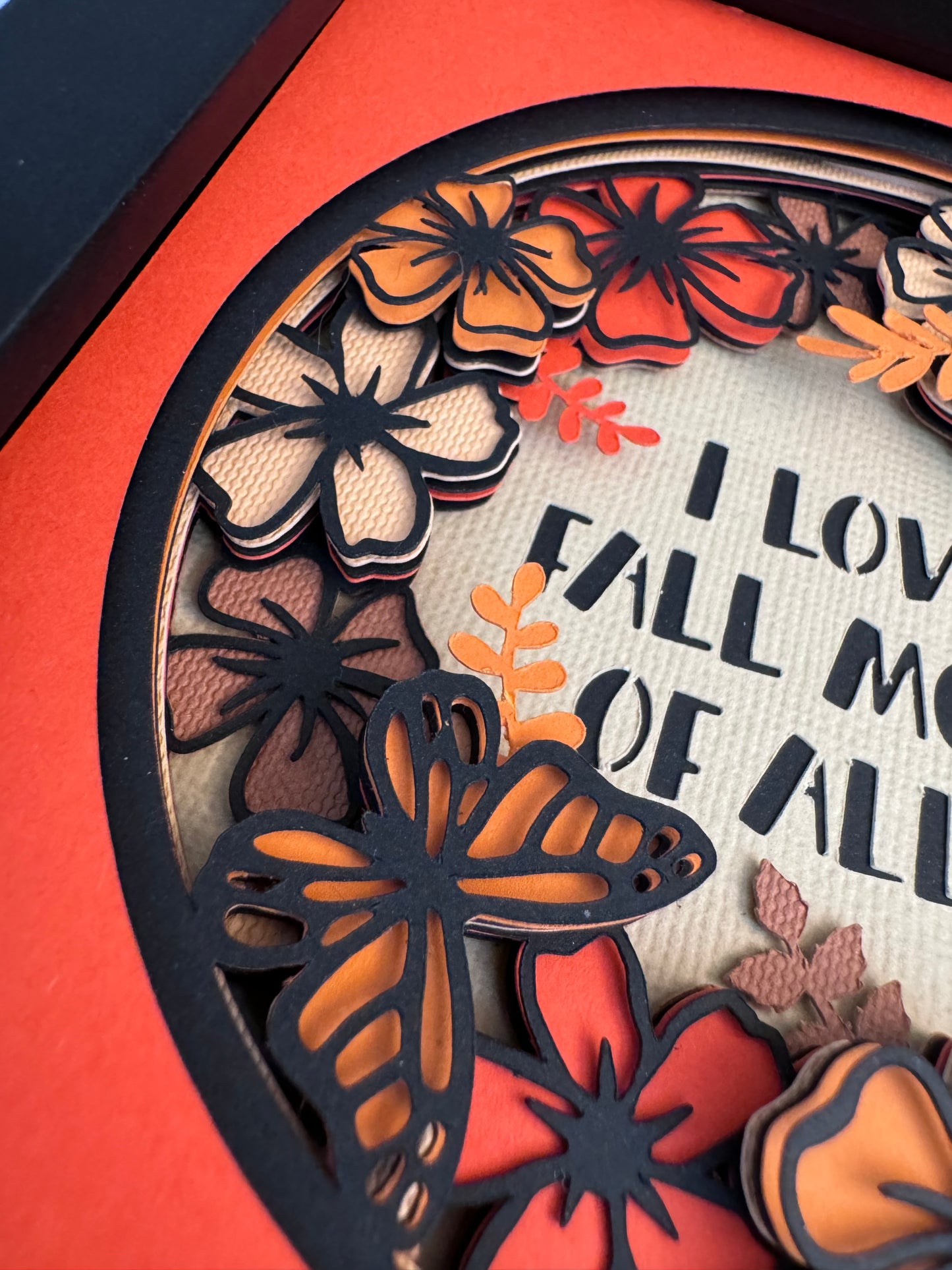 I love fall most of all with flowers mini 3D paper art in a shadowbox